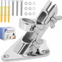 316 Stainless Steel Flag Pole Holder, Marine Grade Ultra Heavy Duty Flag Pole Mount, Outside House Flag Pole Bracket, Flagpole Mounting Bracket, Outdoor Flag Holder - Mirror Polishing, 2 Position 1 in
