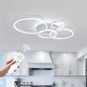 O'NEELDY Modern Light Fixtures Ceiling Flush Mount Modern Led Ceiling Lights 5-Light Dimmable Led Chandelier White Lamp with Remote for Bedroom Living Room Kitchen Dining Room, 100W