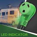 RVGUARD 50 Amp to 30 Amp RV Adapter Cord 12 Inch, NEMA 14-50P to NEMA TT-30R, Dogbone Electrical Converter with LED Power Indicator and Disconnect Handle, Green, ETL Listed