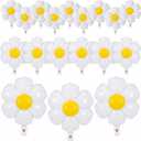 Sotiff 21 Pcs Flower Balloons Daisies Balloons White Groovy Flower Daisy Party Decorations Retro Hippie Boho Girl Party Decor(43.3 x 38 Inch, 28 x 28 Inch, 20 x 15.7 Inch)