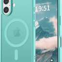 vnnink for iPhone 16 Plus Case,Magnetic Matte Military Grade Drop Protection Translucent Cell Phone Cover - Slim Rugged Durable Shockproof Bumper Cover-Blue Green