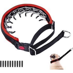M Red Heavy Duty Nylon No Pull Dog Collar with Buckle, Adjustable Anti Pull Reflective Slip Collar for Large Medium Small Dog Training Walking (M (15"-23" Neck, 1.5" Wide))