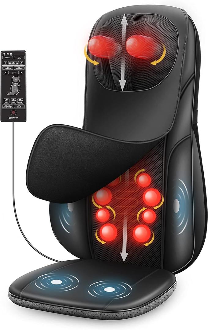 COMFIER Shiatsu Neck Back Massager with Heat, Adjustable Massage Chair Pad Back Support Massage Seat Cushion for Full Body Massager Gifts for Dad (Black)