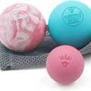 KSONE Lacrosse Massage Balls, Muscle Massage Roller Deep Tissue Balls Hard and Soft Massage Ball Set with Mini Ball and Mesh Bag. (Pink)