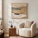Framed Neutral Organic Abstract Canvas Wall Art for Dining Room, 24x24 In
