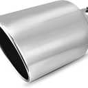 AUTOSAVER88 5 Inch Inlet Exhaust Tip, 5" Inlet 10" Outlet 18" Overall Length Chrome-Plated Finish Stainless Steel Exhaust Tail Tip for 5" Outside Diameter Tailpipe, Rolled Angle Cut, Bolt-On, Polished