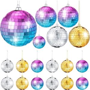 Leitee 25 Pcs Disco Balls Ornament Mini Reflective Disco Ball Party Hanging Decorations with Lanyard for Dance Music Party Decoration, 2 Inch 3.14 Inch 4 Inch