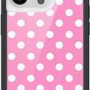 Wildflower Cases - Compatible with iPhone 15 Pro | Protective Black Bumper, 6.5ft Drop Test Certified, Women Owned Small Business | Bright Aesthetic Cute Trendy | Polka Dot - Pink and White