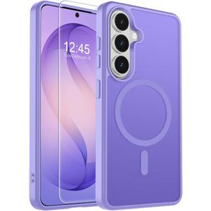 SUPFINE Magnetic for Samsung Galaxy S26 Plus Case with Screen Protector, (Built-in Magnets) (Military Grade Drop Protection) Slim Translucent Shockproof Phone Case,Purple