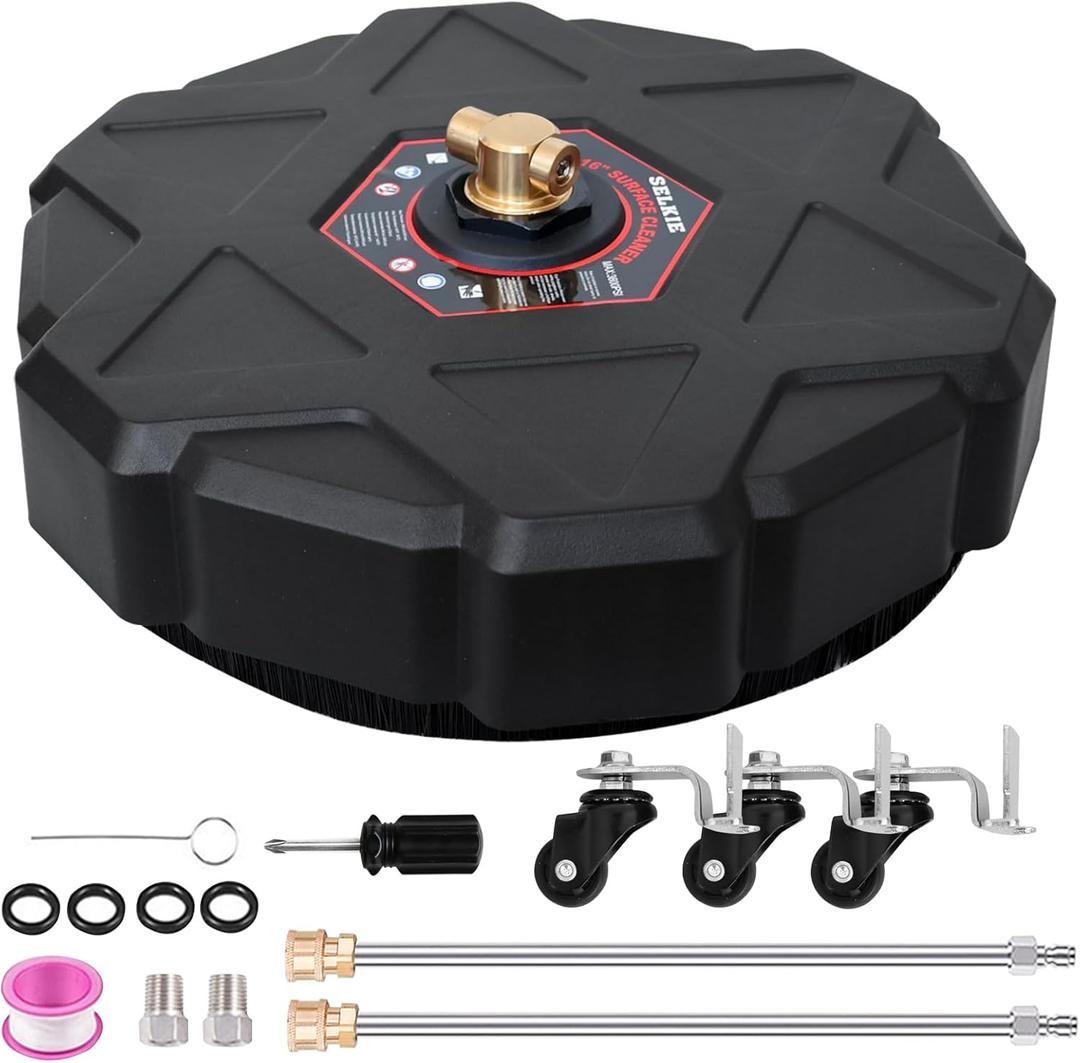 13" Pressure Washer Surface Cleaner,Selkie Power Washer Driveway Attachment with 2 Power Washer Extension Wands&4 Replacement Nozzles,2500 PSI