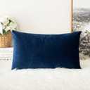MIULEE Velvet Pillow Cover Soft Luxury Decorative Throw Pillow Cover Single Rectangle Cushion Case for Couch Sofa Bedroom Car Decor,12x20 Inch Dark Blue