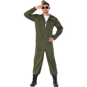 fun shack Flight Suit Costume for Men, Air Force Jumpsuit, Mens Fighter Pilot Outfit, Aviation Costume for Adults (Large)