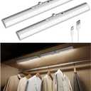 EZVALO 15-inch Motion Closet Lights with Rotatable Sensor, Rechargeable Under Cabinet Lighting, No-Glare, 3 Color Temps & Dimmable LED Sensor Light Indoor for Pantry, Wardrobe - 2 Pack