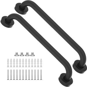 2 Pack Grab Bars 16 Inch, iMomwee Black Bathroom Handle for Elderly, Stainless Steel Safety Bars for Showers and Walls, Handicap Shower Rail Grab Bar, Balanced Support Bars for Senior Disabled