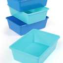 Humble Crew Toy Storage Bins for Kids, Set of 4, Navy/Teal, Large - Sturdy, Colorful Plastic Storage Bins for Classroom, Playroom, Nursery, and More - Premium Toddlers Toy Organizer Bins