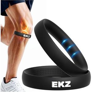 EKZ High-Elastic Silicone Patella Strap: Ergonomic Knee Band for Patellar Tendon Support, Pain Relief, Anti-Slip Design for Tendonitis, Running, Basketball, Jumping Sports, Unisex, 2-Pack (Black)