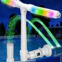 POOLHOUR [Patented] 2026 Upgrade Higher Pool Fountain with Lights for Above Ground/Inground Pools, 360 Adjustable Water Sprinkler Dual High-Pressure Spray, Remote-Controlled, Waterfall Cooler (White)