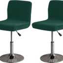 LightInTheBox Bar Stool Cover Square Swivel Bar Chair Seat Velvet Bar Stool Protector Cover for Counter Height Medium Low Back Chairs (2 Pack) (Dark Green)