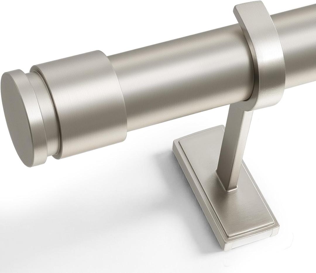 1 ¼” Heavy Duty Adjustable Curtain Rod, 4-7ft, Brushed Nickel