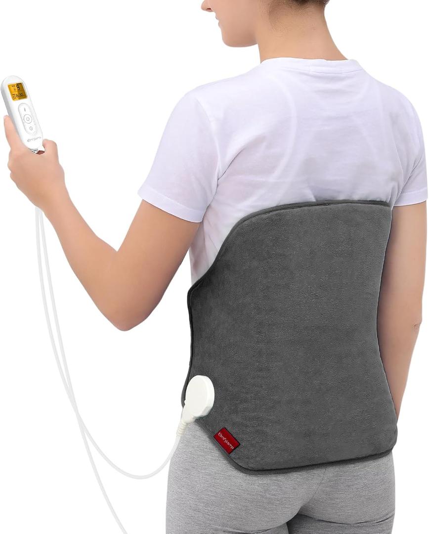 Heating Pad for Back, Comfytemp Mothers Day Gifts for Women Men Dad Mom, Large Electric Lower Back Heating Pad, FSA Eligible HSA Heat Pads for Period Lumbar Abdomen, XL Heated Belt 11 Auto-Off, Grey 15" x 24"