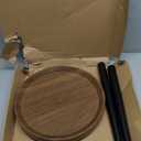 Plant Stand Indoor, Mid Century Walnut Wood Plant Table, Heavy Duty Metal Tall Flower Pot Stand, Modern Round Small Side End Table with Raised Design (12"x17")