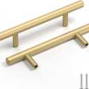 Goldenwarm 10 Pack 3Inch Solid Iron Cabinet Pulls Matte Gold Cabinet Handles Gold Drawer Pulls Kitchen Drawer Handles Hardware for Dresser Bedroom Cupboard (3'' Hole Center)