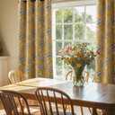 NICETOWN Curtains for Living Room 96 Inches Long 2 Panels, Room Darkening Curtains for Farmhouse, Thermal Insulated Privacy Drapes Oak Brown Botanical Floral Print Design, W52 per Panel