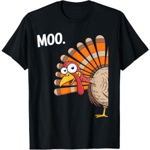 Moo Funny Turkey Thanksgiving T-Shirt, M