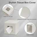 Xeano Tissue Box Cover Square, Decorative Facial Tissue Box Holder Front Open, Modern Cube Stone Look Toilet Paper Holder with Storage Jar for Bathroom Bedroom Living Room Office, Off White