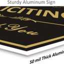 Heavy Duty No Soliciting Sign for House - All Metal Construction No Soliciting Yard Sign - 14" x 7" - Aluminum - with 28" Stake (Gold)