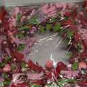 20 Inch Valentine's Day Wreath, Valentines Day Wreaths for Front Door with Pink Forsythia Flowers, Heart Shaped Berries and Green Leaves for Window, Wall and Anniversary Party Decorations