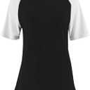 Bingerlily Women's Casual T-Shirts 3/4 Sleeve Color Block Cute Tops Comfy Blouses (Gray, M)