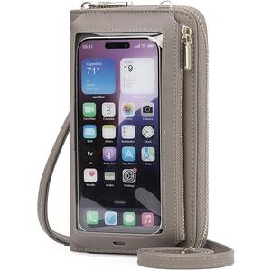 GOIACII Phone Purse Crossbody Bags for Women Small Travel Wallet Touch Screen RFID Blocking Grey