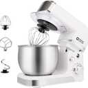 Kitchen in the box Stand Mixer,3.2Qt Mini Electric Food Mixer,6 Speeds Portable Lightweight Kitchen Mixer for Daily Use with Egg Whisk,Dough Hook,Flat Beater (White)