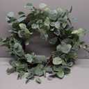 idyllic Eucalyptus Leaves Wreath Metal Polyester Green Wreath 14 Inches for The Front Door Dcor, 1 Pack