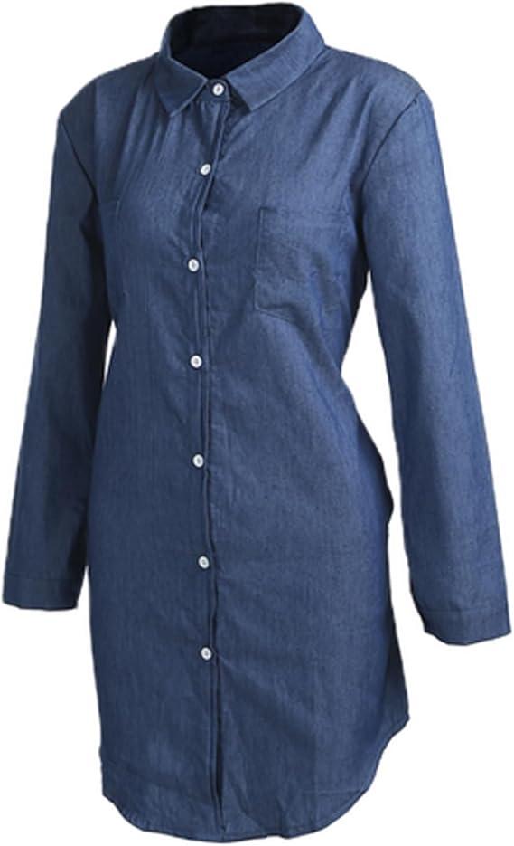Women's Summer Denim Blouse Long Sleeve Dress Turndown Collar Streetwear Mini Dress Casual Going Out Dresses, S