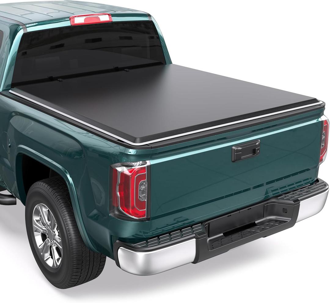 Soft Roll Up Truck Bed Tonneau Cover Compatible for 14-18 Chevy Silverado/GMC Sierra 1500 (19 LD/LTD), 15-18 Silverado/Sierra 2500 3500 HD, Fleetside 8FT 96" (Reflective Style)