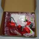 AceOrbit 12 Pcs Valentine's Day Cherry Plastic Heart Containers 4.7 Inch Red Cherry Shaped Filled Gift Candy Box with Cards Bow Valentine Hanging Ornament for Wedding Party Favor Exchange Supplies