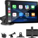 Wireless Carplay Screen for Car with 4K Dash Cam, 9" Portable Carplay & Android Auto, Car Touchscreen with 1080p Backup Camera, GPS Navigation/Voice Control/BT/Mirror Link/FM