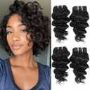 Deep Wave Bundles Human Hair 4 Bundles 12A Brazilian Virgin Human Hair 100% Unprocessed Natural Color Brazilian Human Hair Weave Extensions (8"8"8"8")