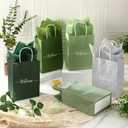 Kolldenn 15 Sets Sage Green Wedding Welcome Bags for Guests, Gift Bags Bulk with Handles and Tissue Paper, Bridal Shower Wedding Favor, Church and Hotel Welcome Gift, 6"x5.9"x3.2"