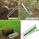 Thatch Rake, 67" Garden Dethatcher Rakes for Lawns Heavy Duty, 2-in-1 Metal Rake with Double-Sided Head, Manual Thatching Garden Tool for Dead Grass Moss Remove, Loosen Soil, Laying Sod, Yard Thatcher