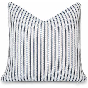 Crumbs Home California Casual Coastal Indoor Outdoor Throw Pillow Cover, 22"x22" Water Repellent for Patio, Backyard, Couch, Poolside, Dark Navy Print Wave Stripes