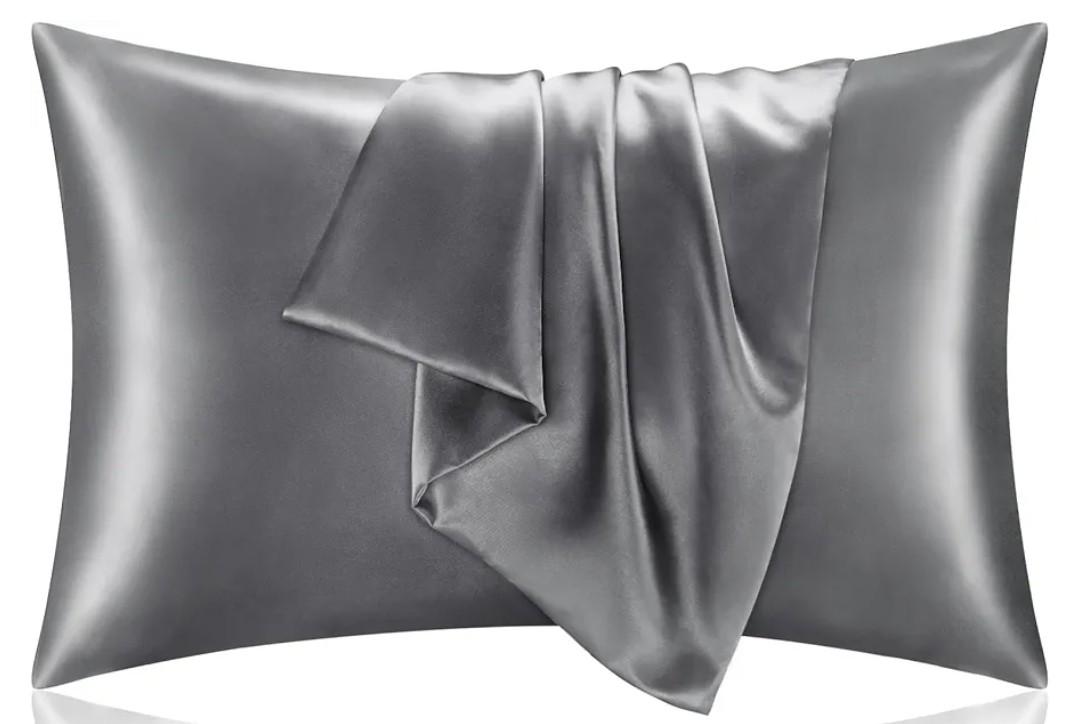 BEDELITE Satin Pillowcase for Hair and Skin, Super Soft and Cooling Similar to Silk Pillow Cases 2 Pack with Envelope Closure, Gift for Women Men(20"x26" Standard Size, Dark Grey)