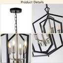 Lanhall 4-Light Dining Room Light Fixture Over Table Black Farmhouse Chandelier Metal Modern Pendant Light for Kitchen Island Dining Room Living Room Foyer Entryway-Brushed Nickel
