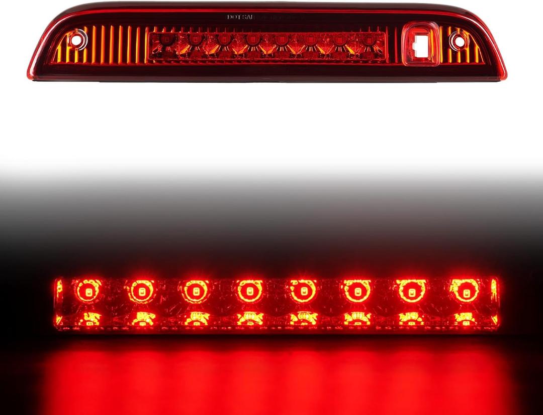 DimFlux LED 3rd Brake Light, High Mount Stop Light, Third Brake Light Assembly Cargo Lamp Compatible with 2007-2017 Jeep Patriot High Mount Rear Brake Lights Assembly, Red