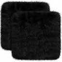 2 Pcs Natural Sheepskin for Bed Sores and Skin Imitation Wool Medical Sheepskins with Non-Slip Back for Pain Relief and Discomfort, Wool Seat Pad, 17 in x 17 in(Square,Black)