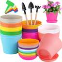 Hahood 20 Pack Plastic Planters 5.5 Inch Plant Flower Pot with Trays, Seedlings Nursery Pots Planter Flower Container Seed Pots for Seedling, Transplanting, Cutting, Assorted 10 Colors