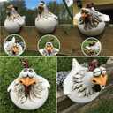 coolboy Chicken Fence Decoration Funny Farm Sculpture Chicken Decorations for Home Garden Stairs,Farm,Patio,Backyard,Resin Craft Chicken Wiht Garden Figurine Statue,3 Chickens a Set