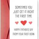 3 x SuperShunhu Humor Father’s Day Card for Him, Funny Fathers Day Card for Dad, Gag Fathers Day Gift from Oldest First Child, You Get It Right The First Time